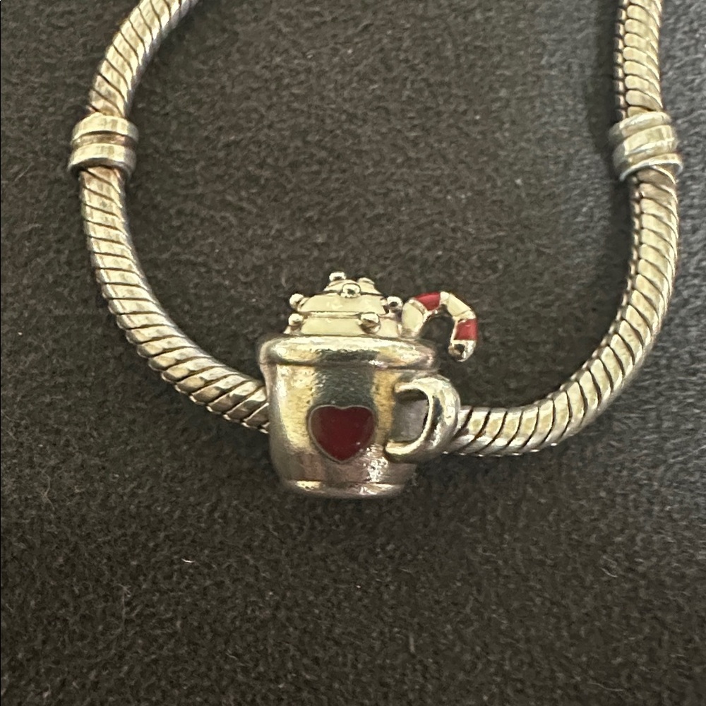 Pandora Warm Cocoa ALE 925 White Red Enamel Retired #797523ENMX